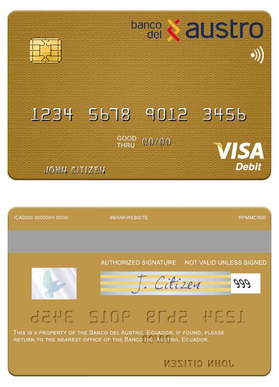 Ecuador Banco del Austro visa debit card